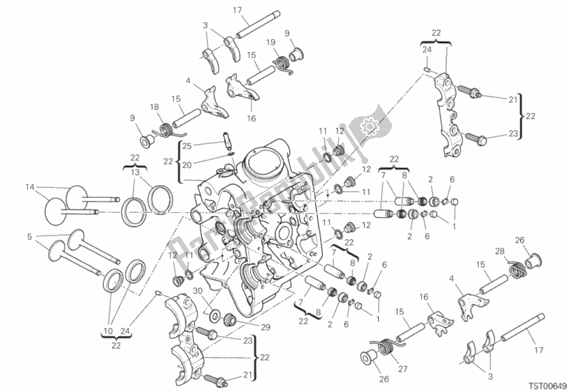 Alle onderdelen voor de Horizontale Kop van de Ducati Diavel 1260 S Brasil 2019
